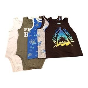 💟Baby Boys 5-Pack Tank Tops/Body Suits Size: 12 Months👶